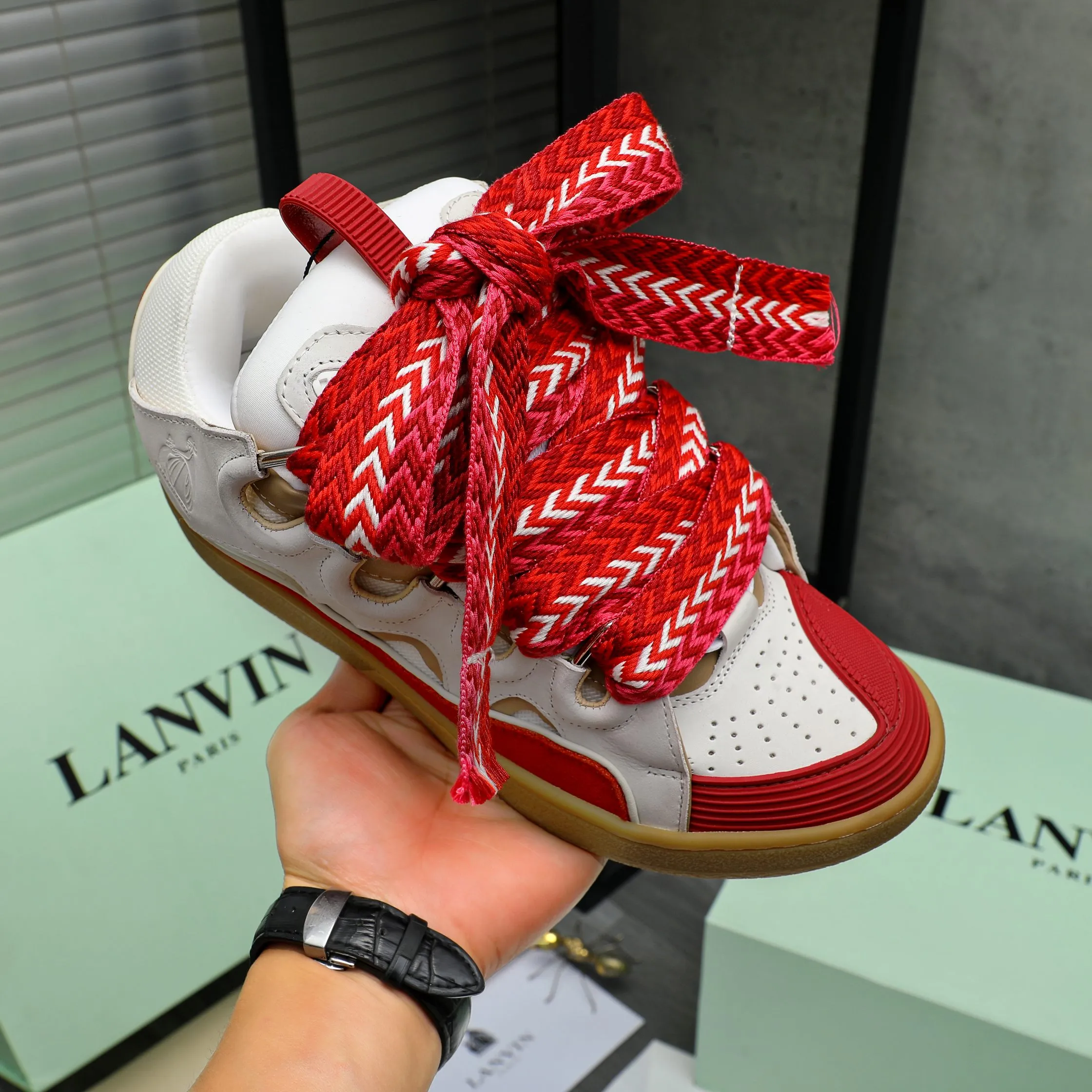 Men's shoes 💰740 [Lanvin] Lanvin high-end quality original couple's casual shoes - Upper: imported cowhide leather splicing breathable mesh - Inner lining: Lycra elastic lining - Outsole: original rubber outsole - Super high quality control·Fine workmanship: highlighted (high-end·luxury·grade) -Size: 36-45 (45 can be customized)